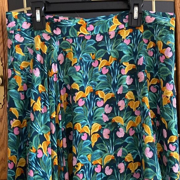 Diane Von Furstenberg Denver Tropical Floral Silky Midi Asymmetrical Hem Skirt - Picture 7 of 16